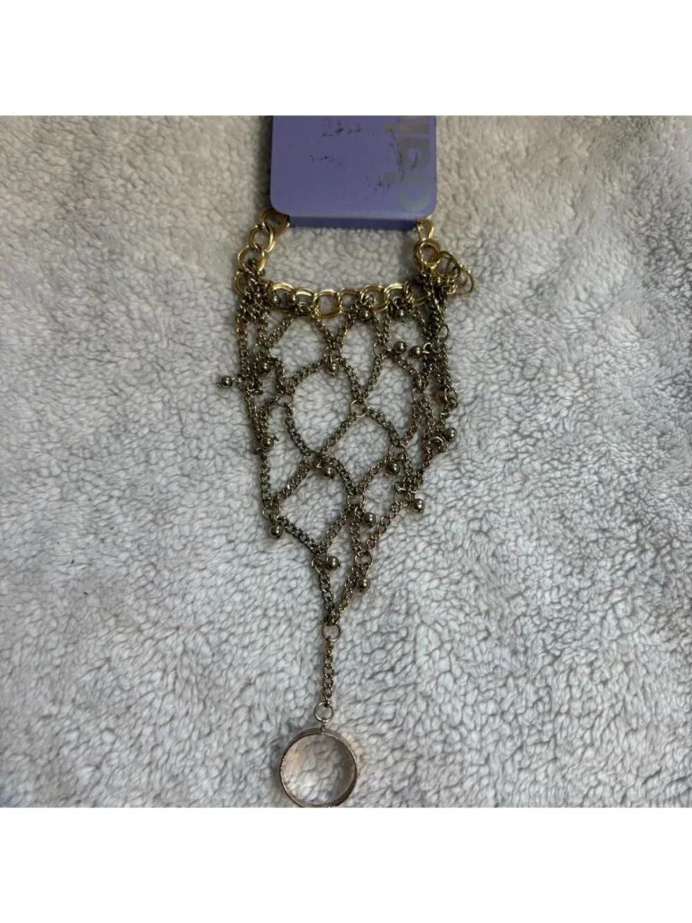 NWT Y2K Claire's Gold Chain Hand Ring Indie Boho Bracelet
